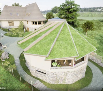 Rendering aerian — Casa Jocului și Casa Traiului